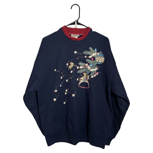 Vintage Day Breeze Christmas Sweatshirt – Mice & Popcorn Garland Holiday Graphic - Picture 1 of 4